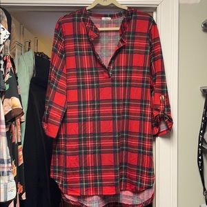 NWOT Plaid Split-neck Tunic 2XL